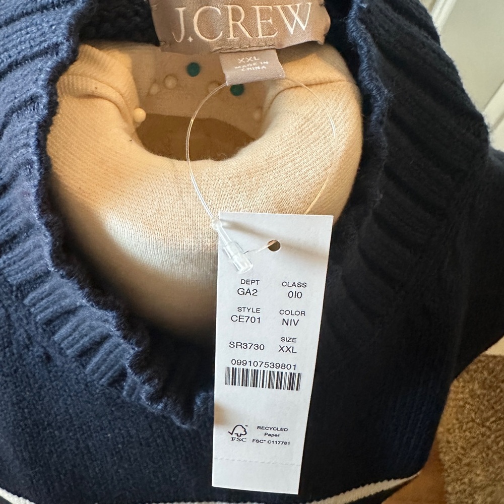 J. Crew Women’s XXL Cotton Turtleneck Sweater - Navy Ivory Stripe NWT - Picture 7 of 7